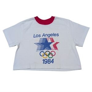 Levi's 1984 Vintage Los Angeles Olympics Ringer Tee Cropped Size Small